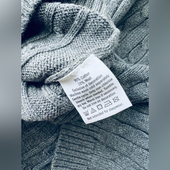 Janie and Jack Boy Grey Wool blend cable sweater Long Sleeve Suede elbow Patches - Picture 5 of 5